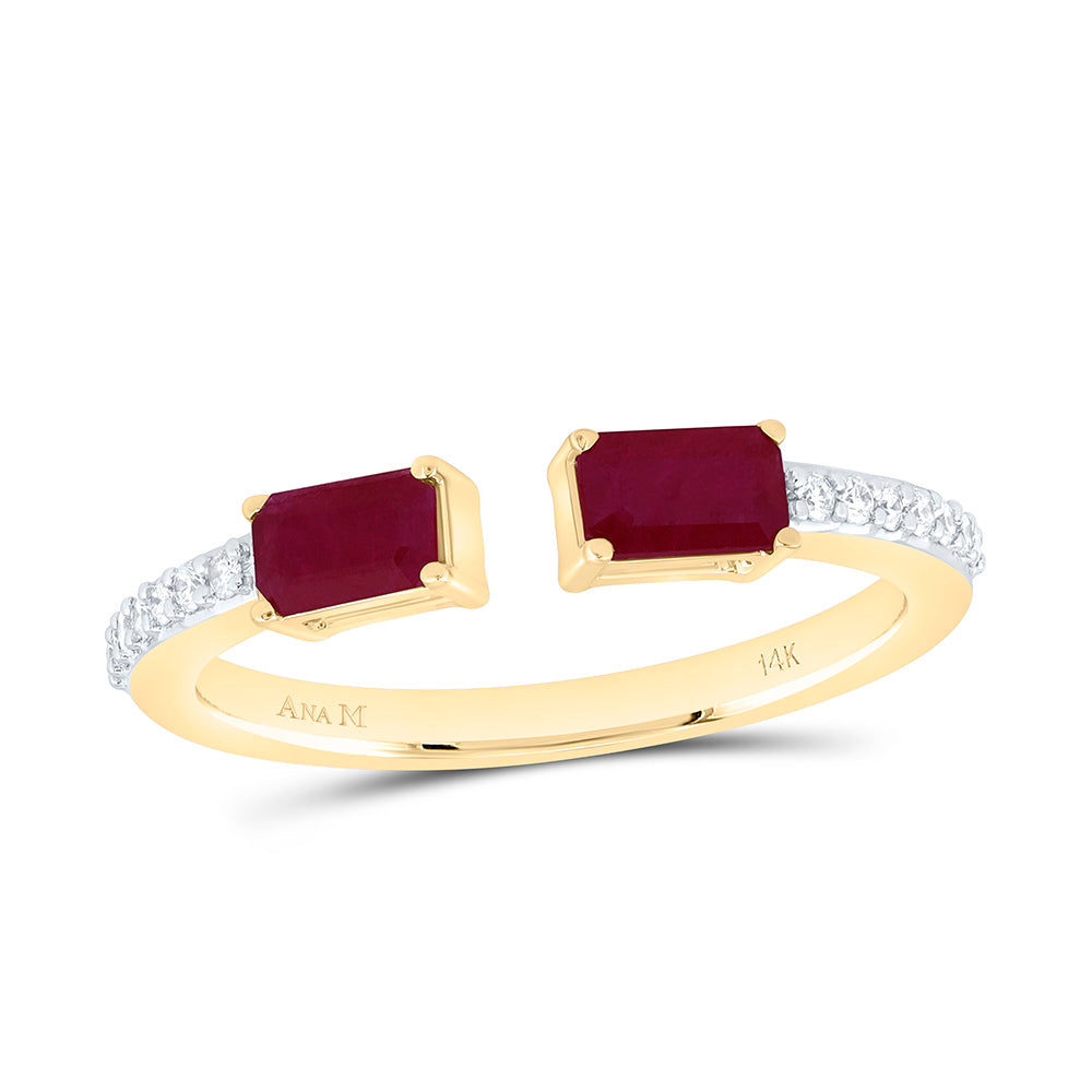 1/10CTW-NAT DIA ANA M 5X3MM-EM-RUBY NATURAL GEM FASHION RING Daisy Joyeria