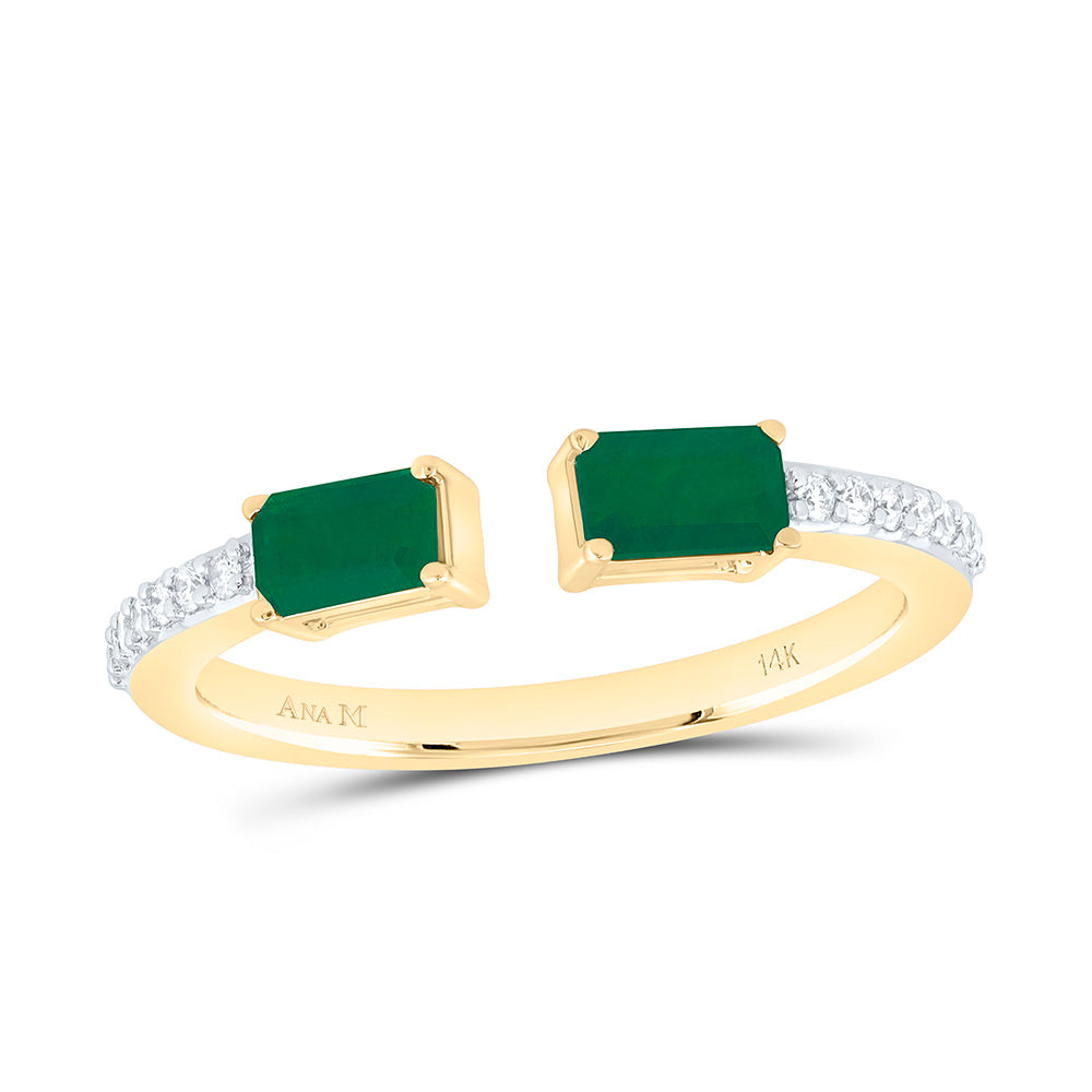 1/10CTW-NAT DIA ANA M 5X3MM-EM-EMERALD NATURAL GEM FASHION RING Daisy Joyeria