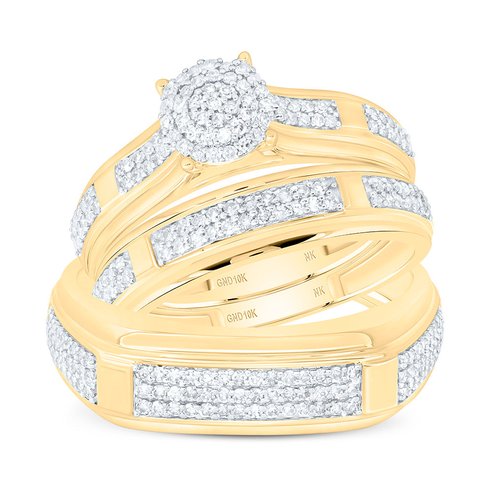 3/4CTW-NAT DIA NK FASHION ROUND TRIO SET Daisy Joyeria