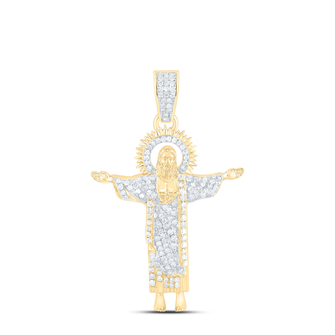 1/3CTW-NAT DIA NK JESUS MENS CHARM Daisy Joyeria