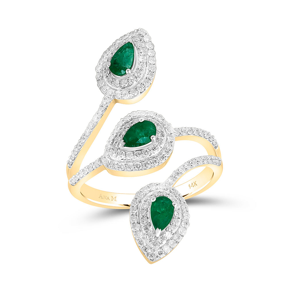 3/4CTW-NAT DIA ANA M 5X3MM-PS-EM NAT GEM PEAR RING Daisy Joyeria