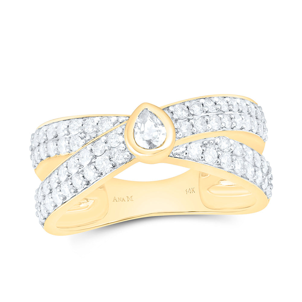 7/8CTW-NAT DIA ANA M 1/8CT-CPS FASHION PEAR RING Daisy Joyeria