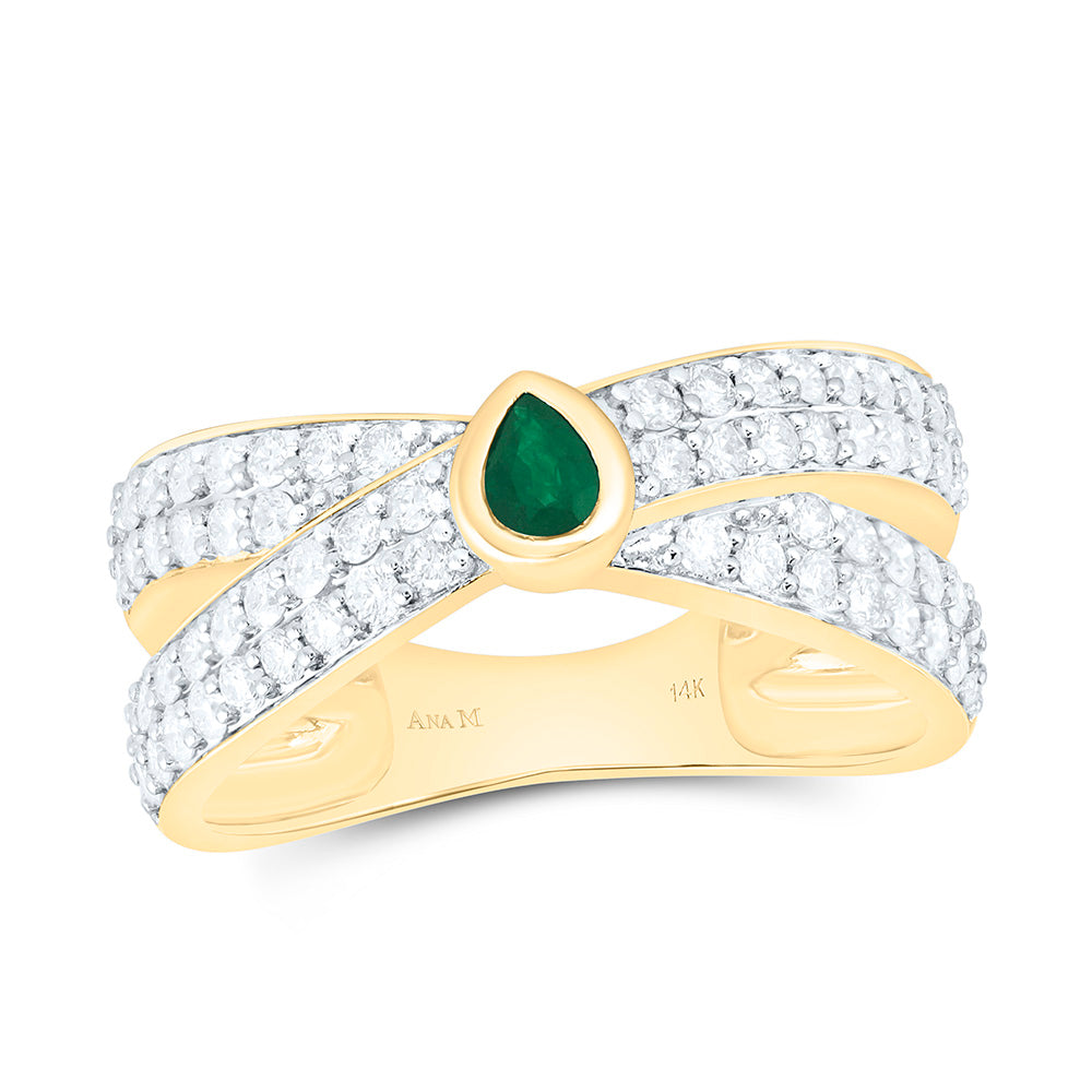 3/4CTW-NAT DIA ANA M 4X3MM-PS-EM NAT GEM PEAR RING Daisy Joyeria
