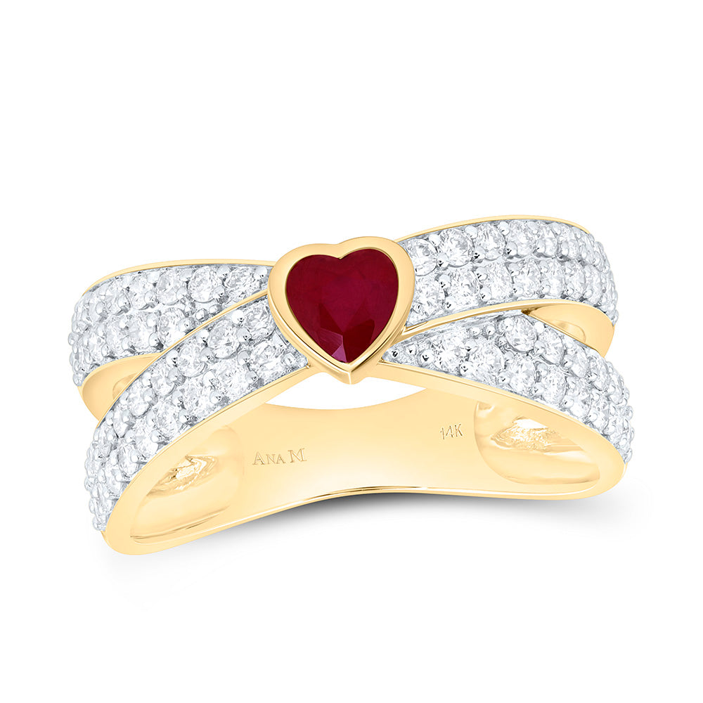 3/4CTW-NAT DIA ANA M 4.5MM-HT-RU NAT GEM HEART RING Daisy Joyeria