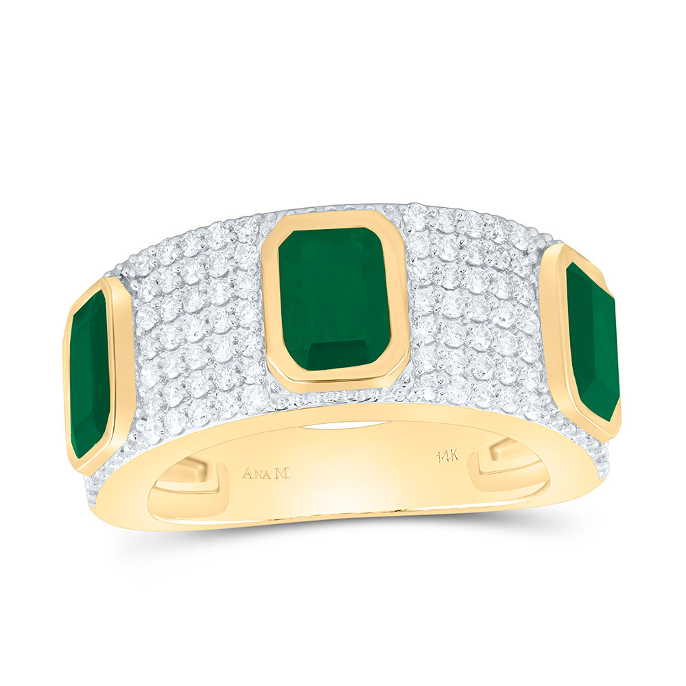 5/8CTW-NAT DIA ANA M 7X5MM-EM-EM NAT GEM EMERALD RING Daisy Joyeria