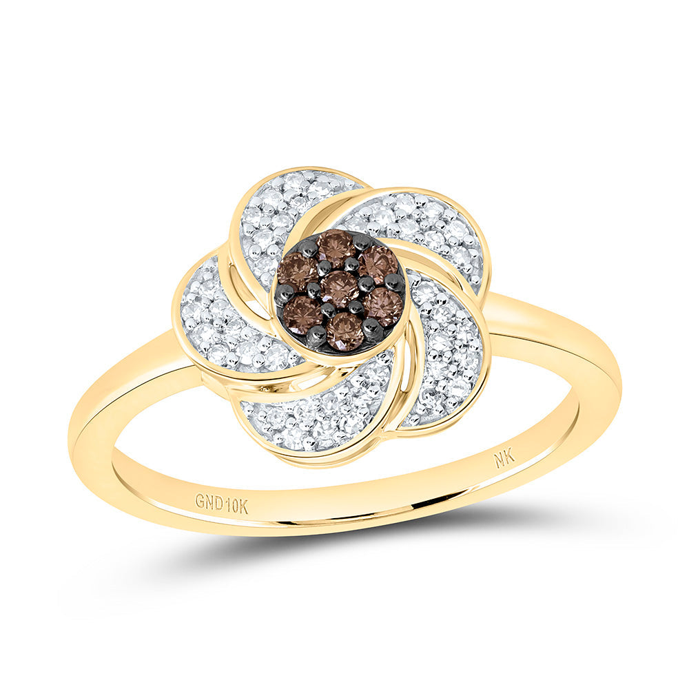 1/4CTW-NAT DIA CN FASHION COGNAC NATURAL FLOWER RING Daisy Joyeria