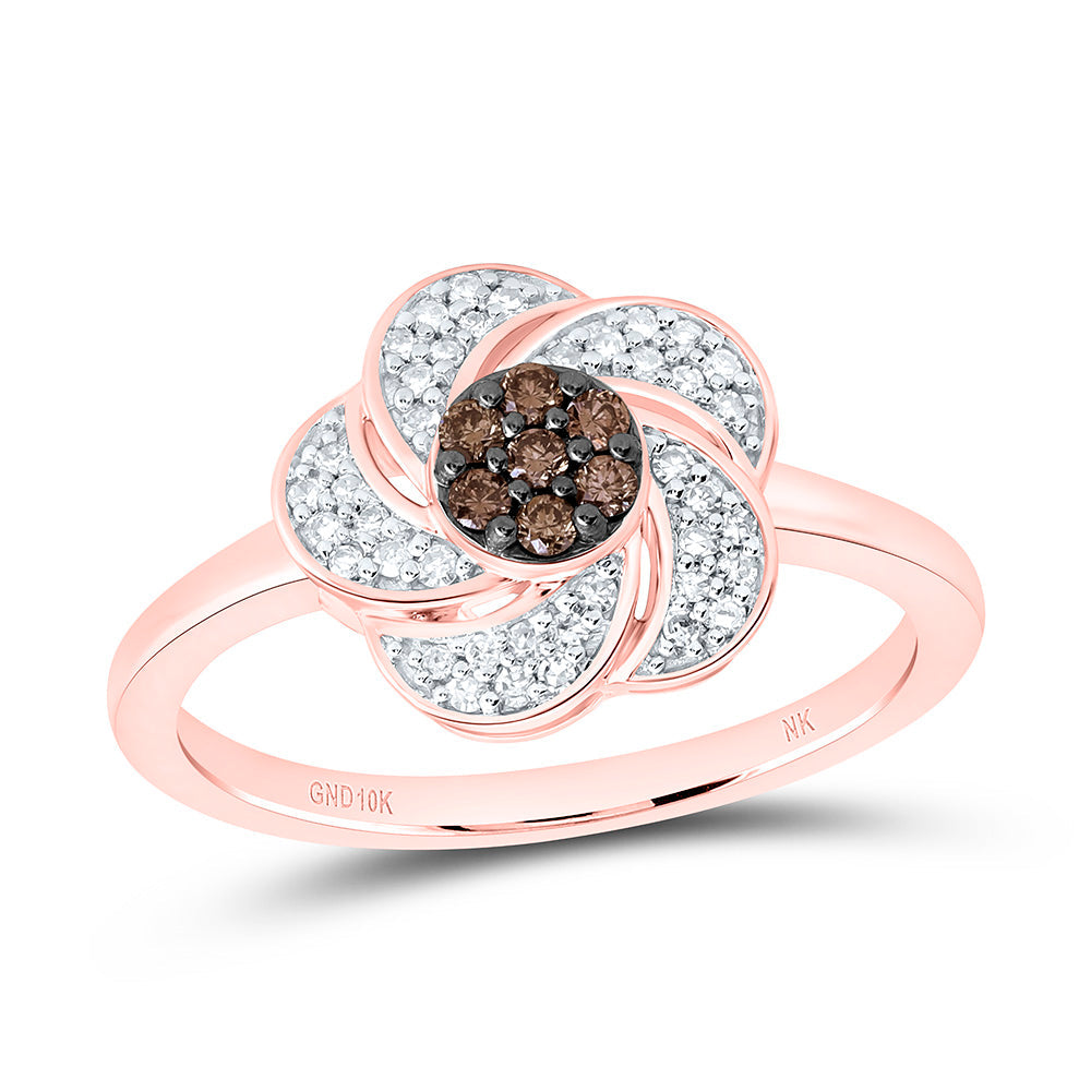 1/4CTW-NAT DIA CN FASHION COGNAC NATURAL FLOWER RING Daisy Joyeria