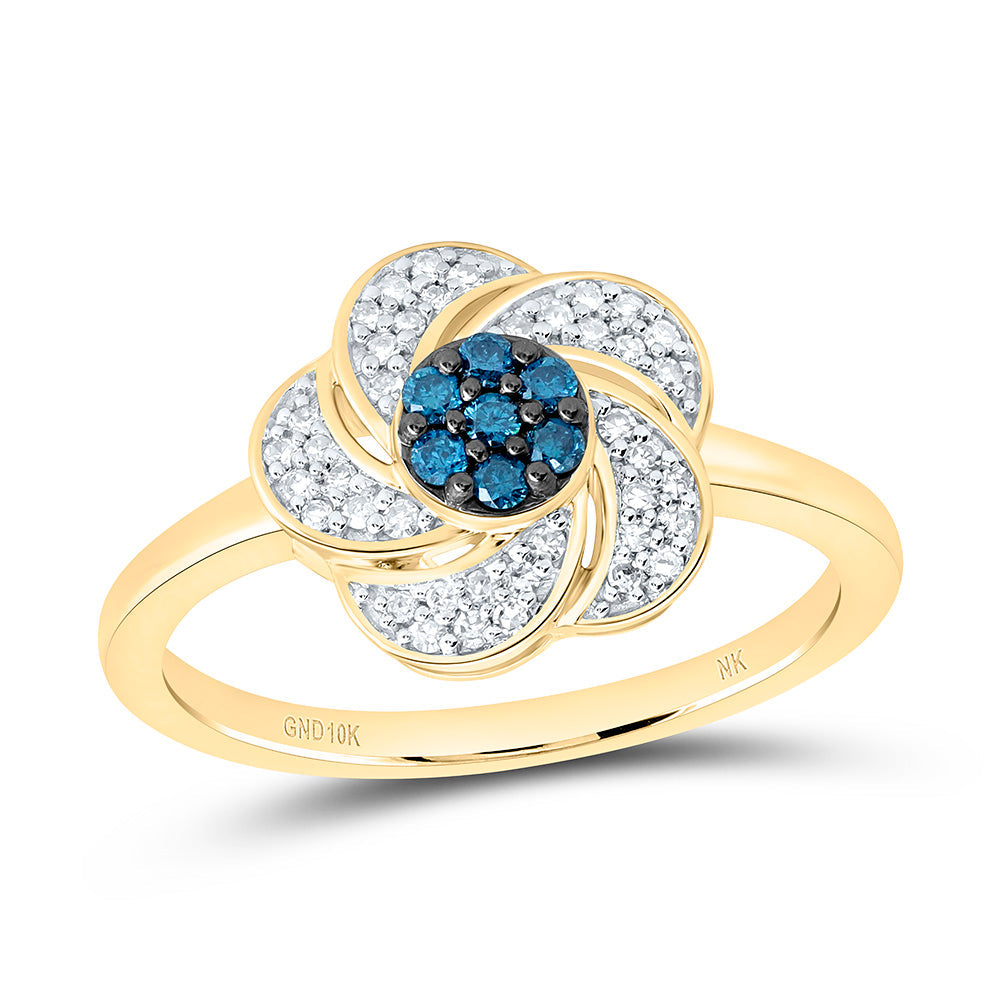 1/5CTW-NAT DIA CN BLUE DIAMOND FLOWER RING Daisy Joyeria