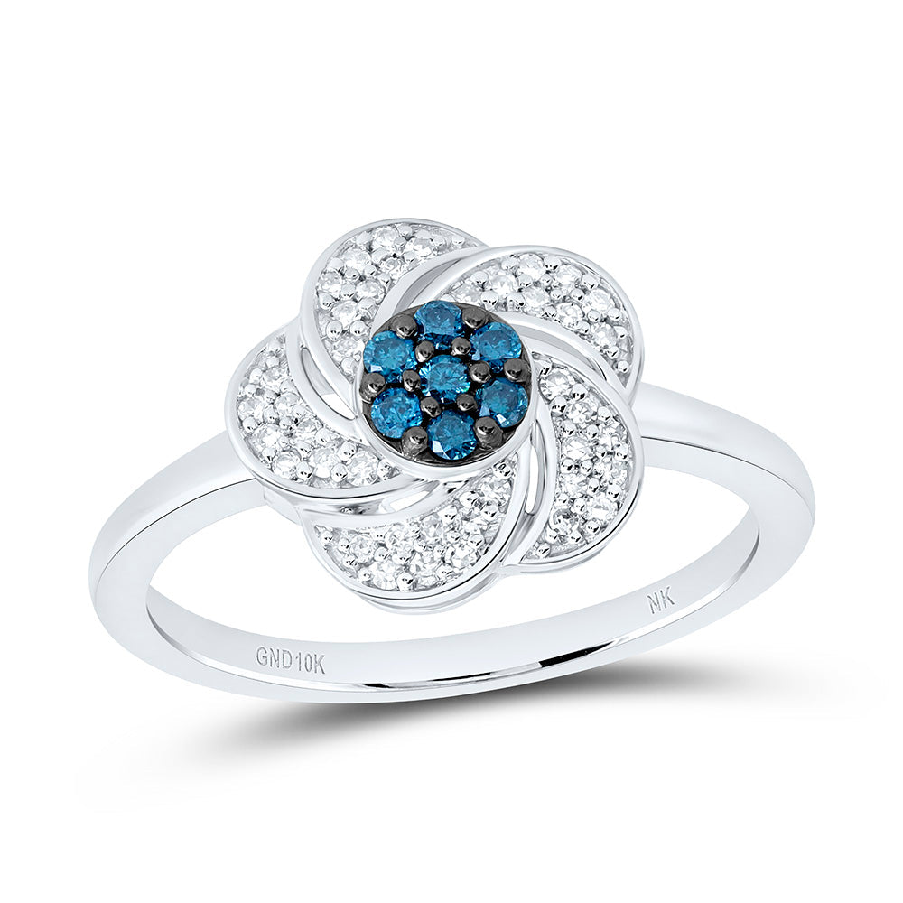 1/5CTW-NAT DIA CN BLUE DIAMOND FLOWER RING Daisy Joyeria