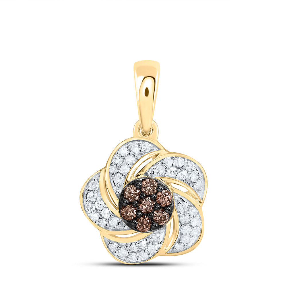 1/4CTW-NAT DIA CN FASHION COGNAC NATURAL FLOWER PENDANT Daisy Joyeria
