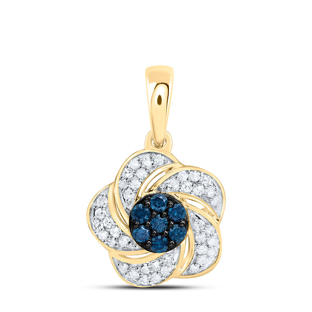 1/5CTW-NAT DIA CN BLUE DIAMOND FLOWER PENDANT Daisy Joyeria