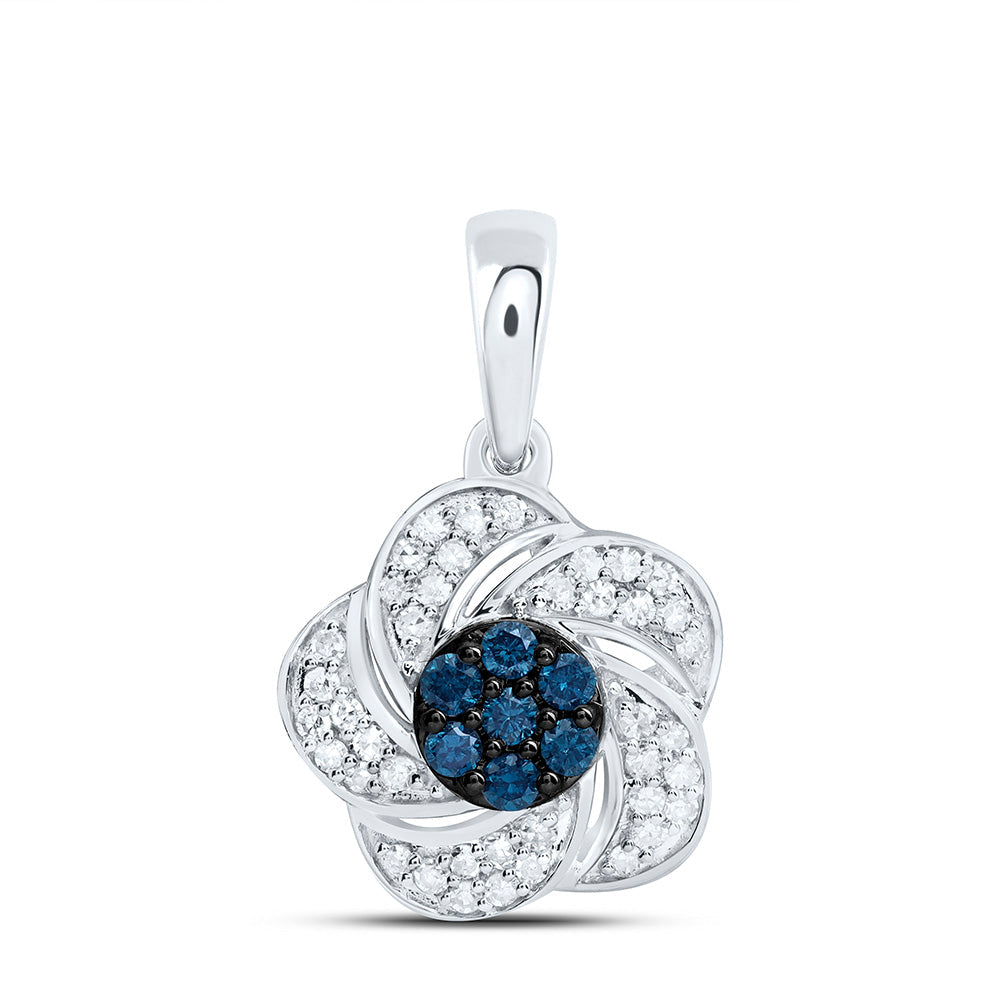 1/5CTW-NAT DIA CN BLUE DIAMOND FLOWER PENDANT Daisy Joyeria