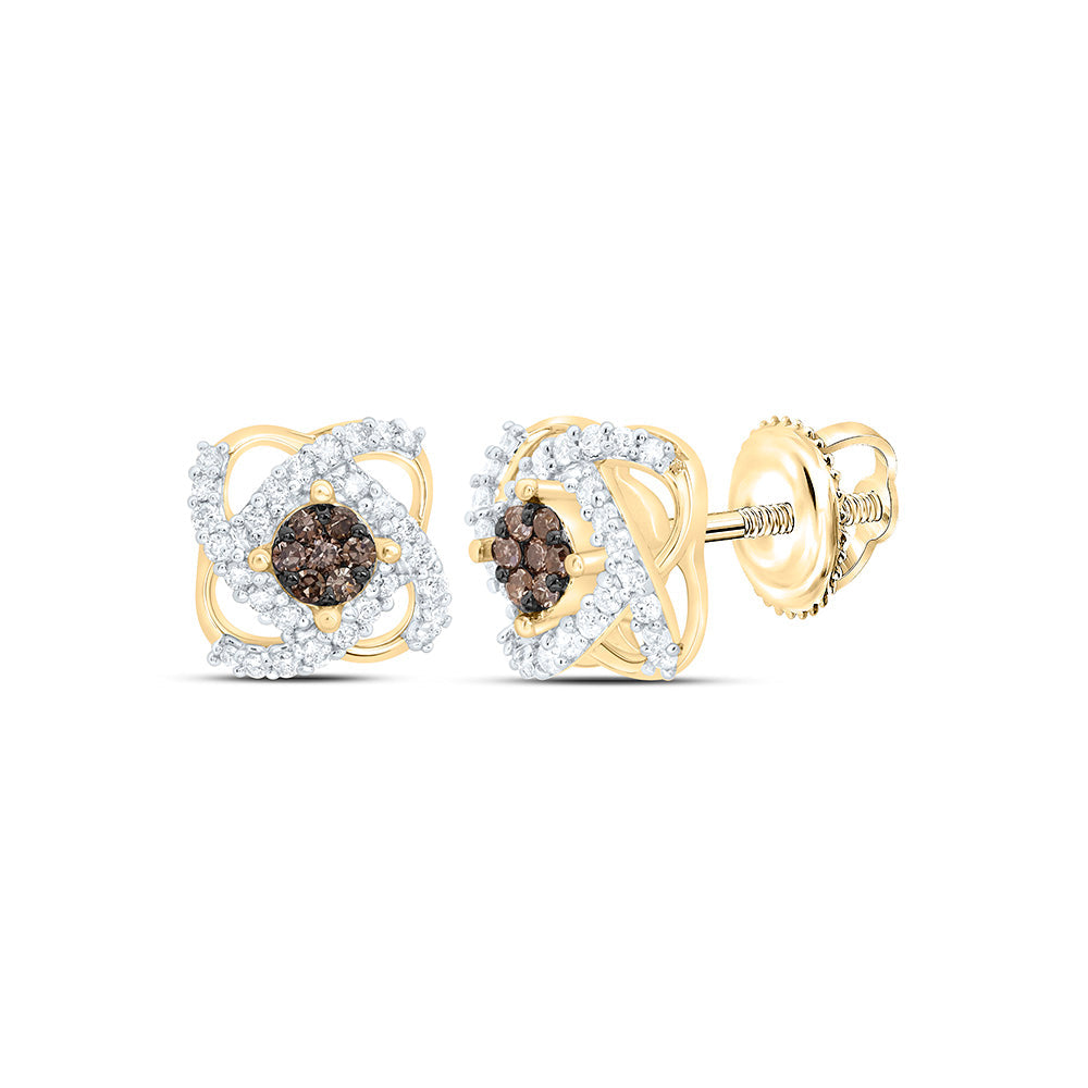 1/4CTW-NAT DIA CN COGNAC NATURAL EARRING Daisy Joyeria