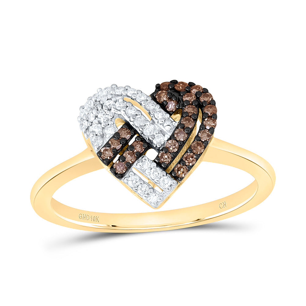 1/4CTW-NAT DIA CN FASHION COGNAC NATURAL HEART RING Daisy Joyeria