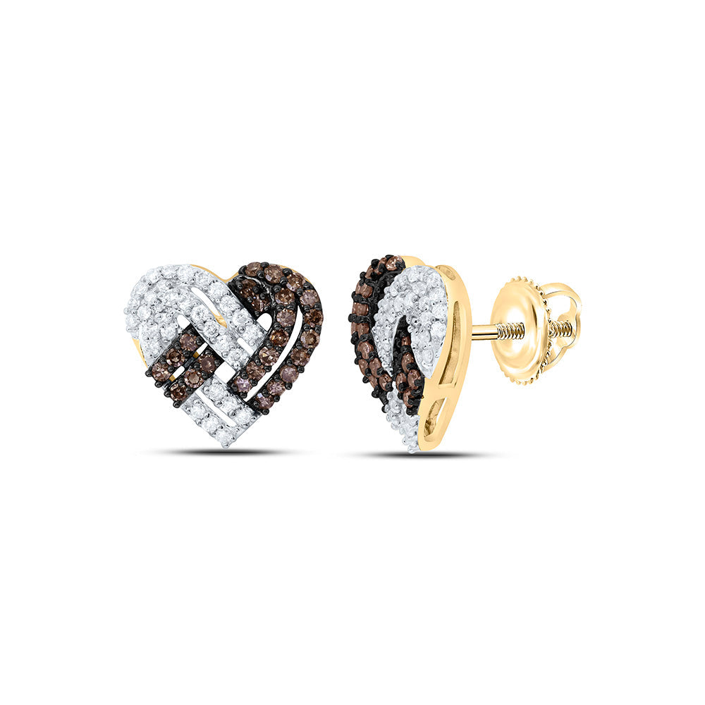 1/2CTW-NAT DIA CN FASHION COGNAC NATURAL HEART EARRING Daisy Joyeria