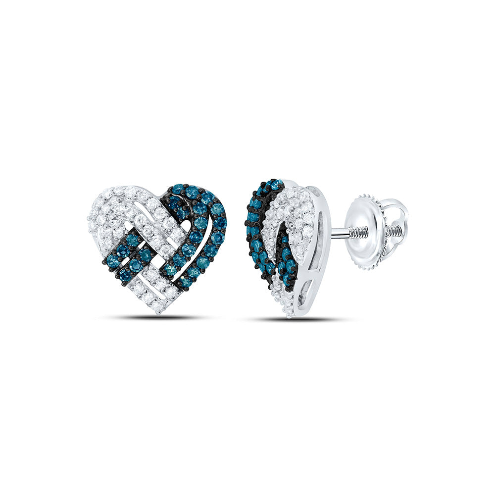 1/2CTW-NAT DIA CN BLUE DIAMOND HEART EARRING Daisy Joyeria