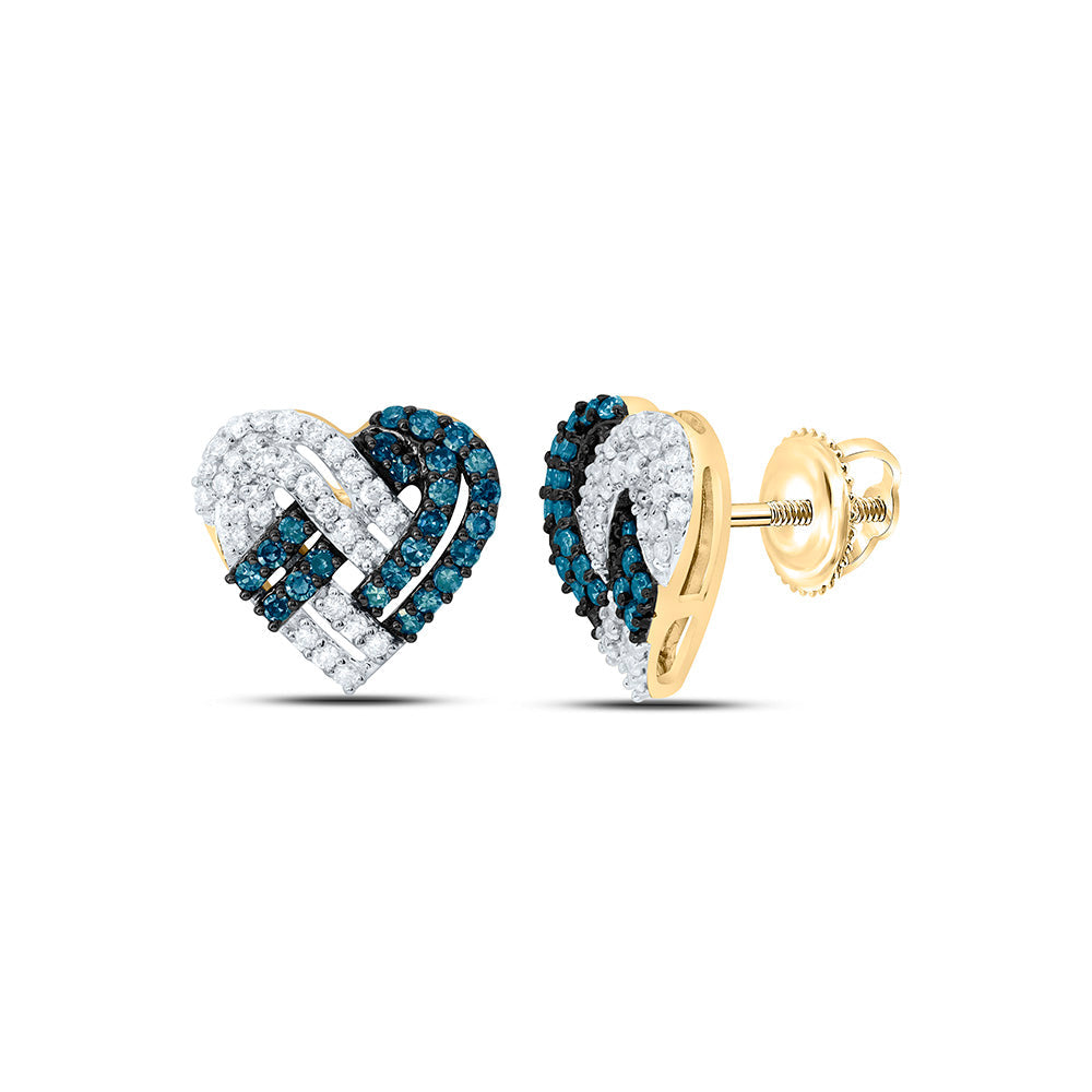 1/2CTW-NAT DIA CN BLUE DIAMOND HEART EARRING Daisy Joyeria