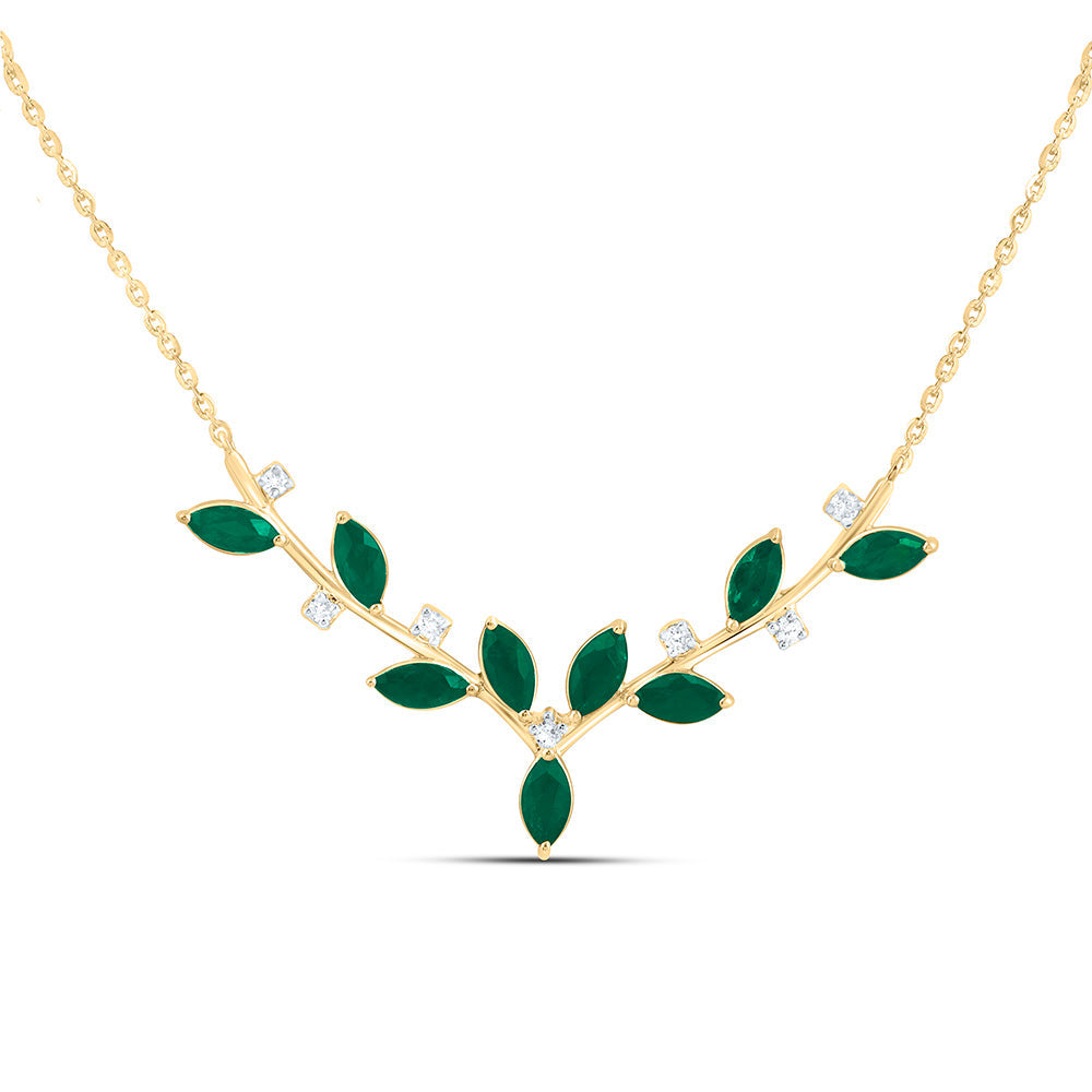1/20CTW-NAT DIA ANA M 3/4CT-MQ-EM NAT GEM MARQUISE NECKLACE (18 INCH) Daisy Joyeria