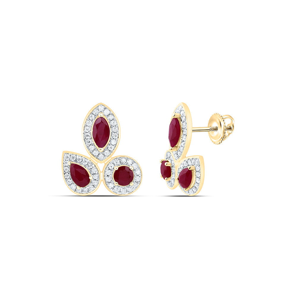 1/4CTW-NAT DIA ANA M 7/8CT-RD-RU, MQ-RU, PS-RU NAT GEM EARRING Daisy Joyeria