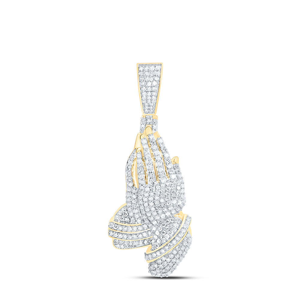 1CTW-NAT DIA NK PRAYING HAND FASHION PENDANT Daisy Joyeria