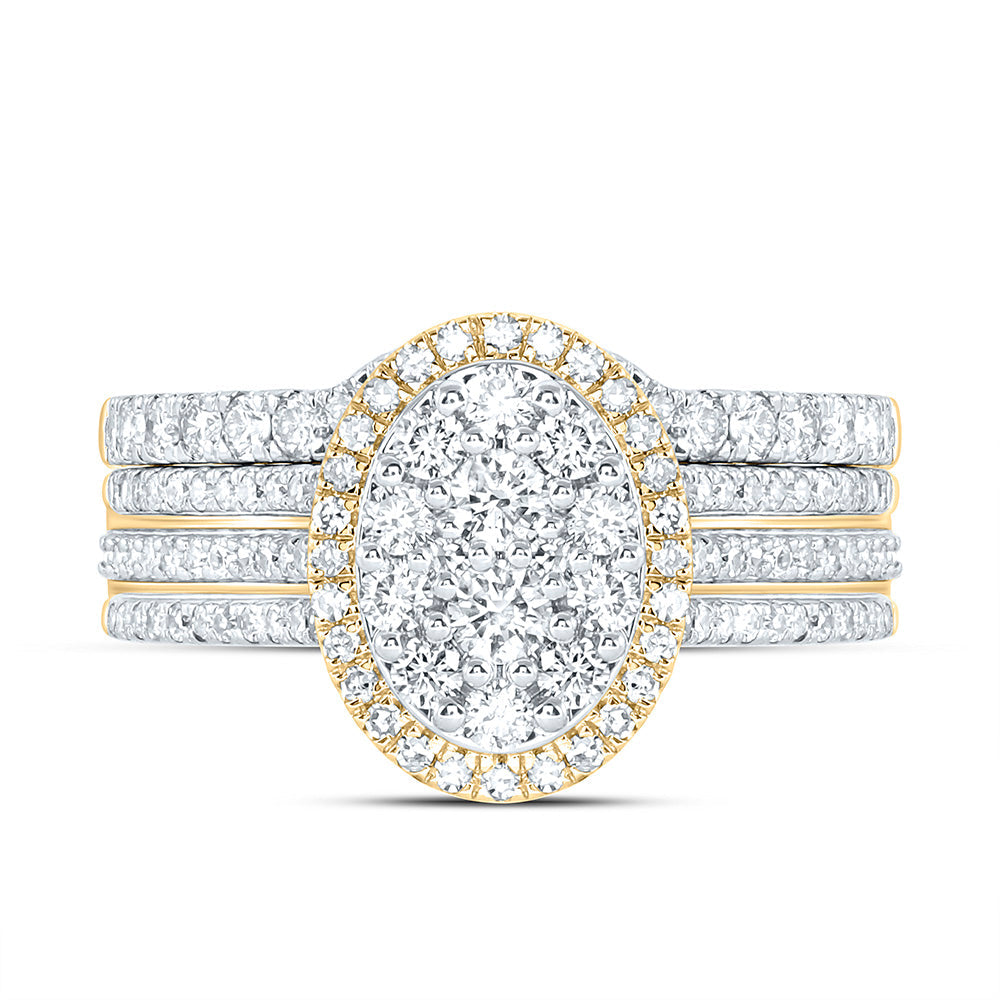1CTW-NAT DIA NK SINGLE HALO OVAL BRIDAL RING Daisy Joyeria