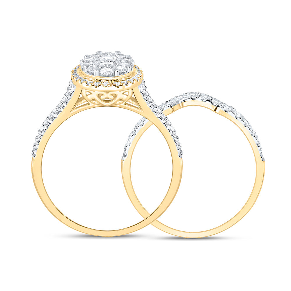 1CTW-NAT DIA NK SINGLE HALO OVAL BRIDAL RING Daisy Joyeria