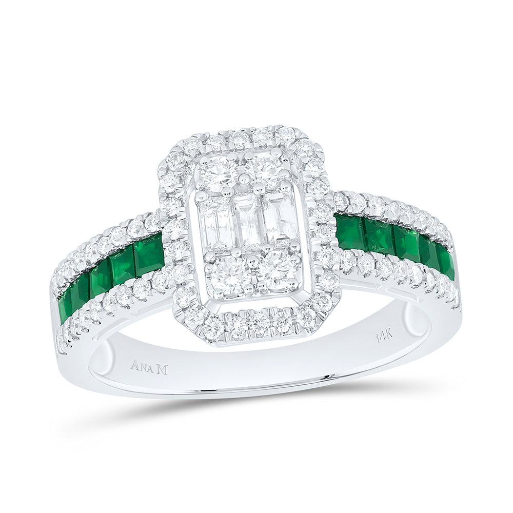5/8CTW-NAT DIA ANA M 1/2CT-PR-EM NAT GEM EMERALD RING Daisy Joyeria