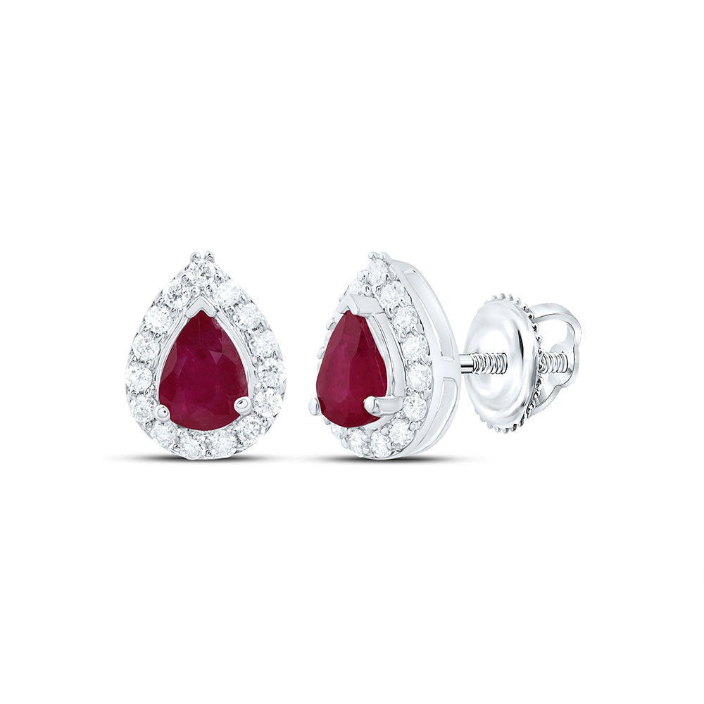 1/10CTW-NAT DIA CN 4X3MM PS-RU NAT GEM PEAR EARRING Daisy Joyeria
