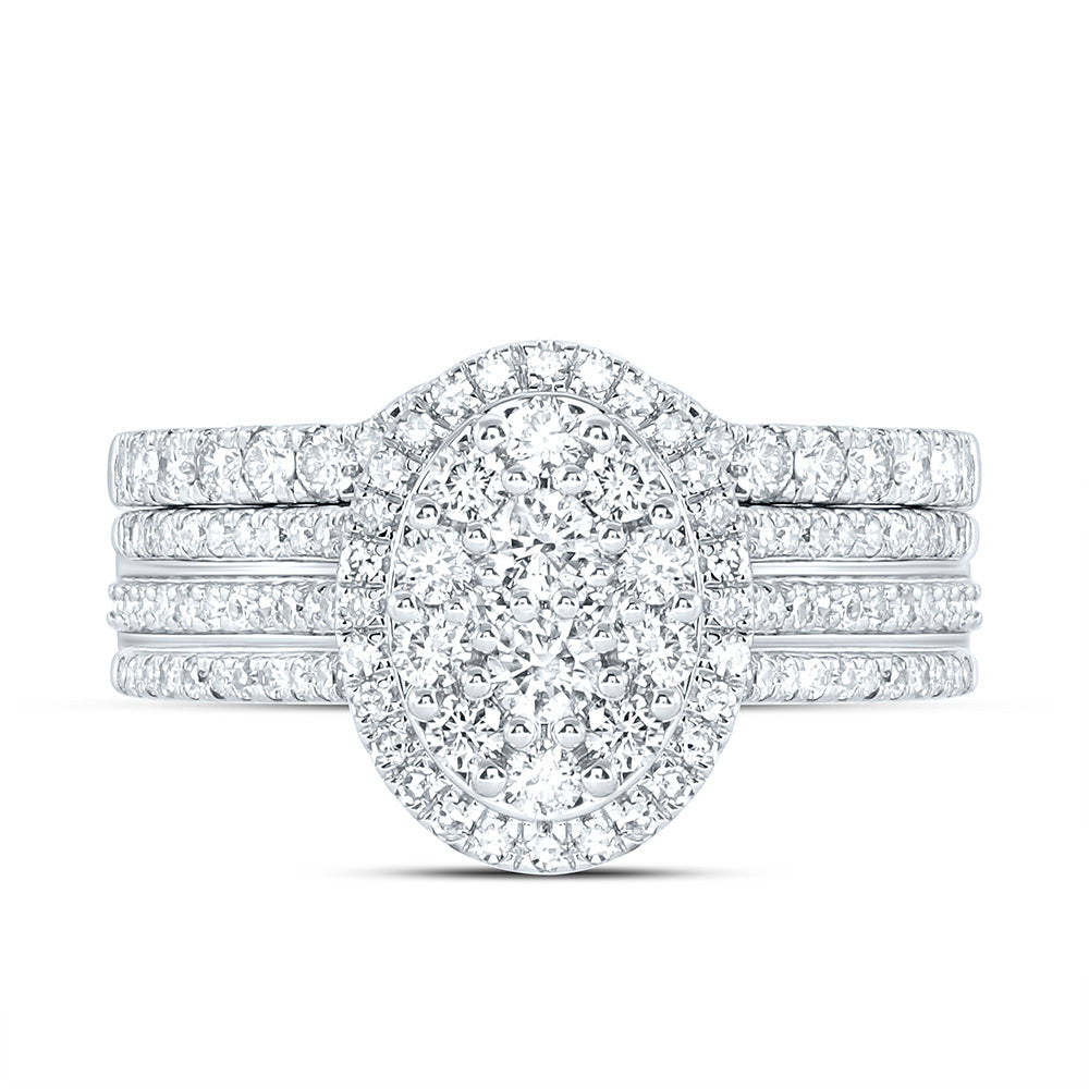 1CTW-NAT DIA NK SINGLE HALO OVAL BRIDAL RING Daisy Joyeria
