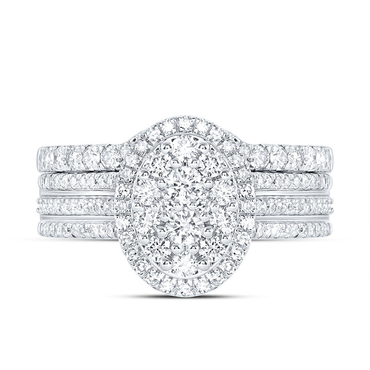 1CTW-NAT DIA NK SINGLE HALO OVAL BRIDAL RING Daisy Joyeria
