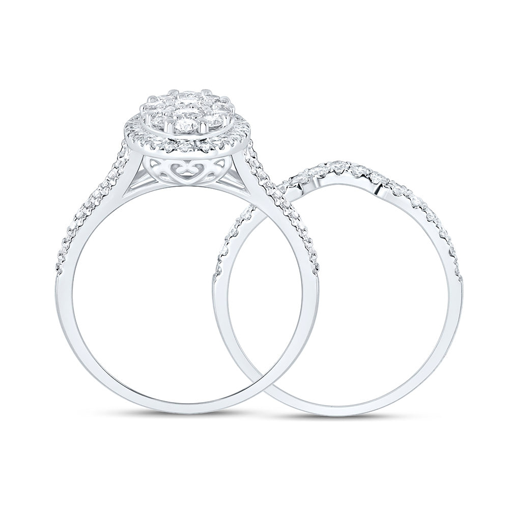1CTW-NAT DIA NK SINGLE HALO OVAL BRIDAL RING Daisy Joyeria