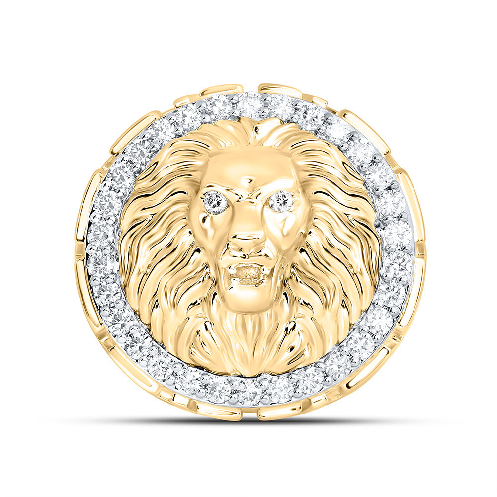 7/8CTW-NAT DIA NK LION FACE MENS RING Daisy Joyeria
