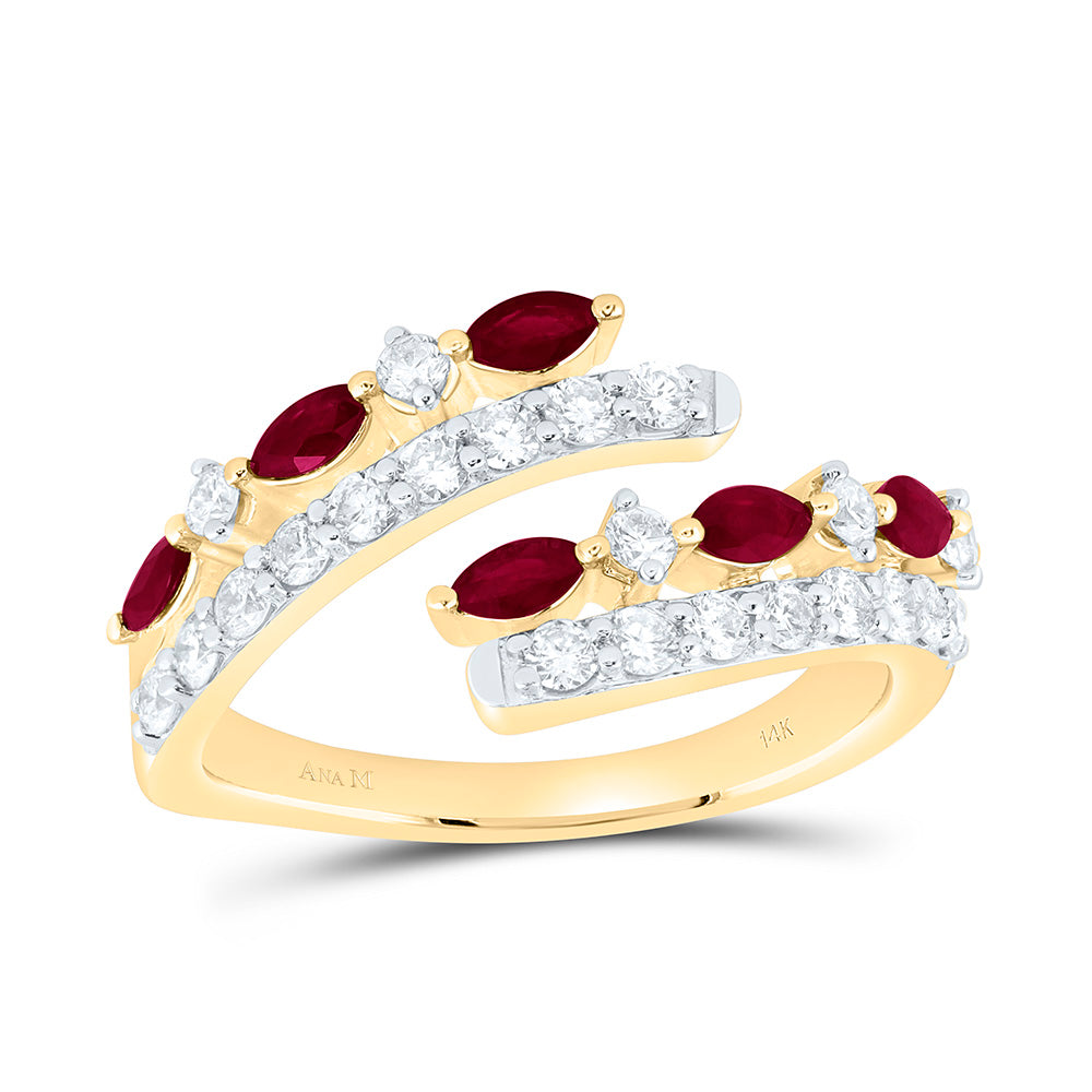 5/8CTW-NAT DIA ANA M 1/2CT-MQ-RUBY NATURAL GEM CUFF RING Daisy Joyeria