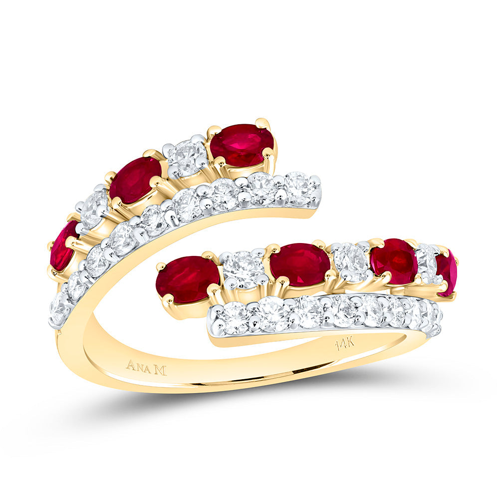 3/4CTW-NAT DIA ANA M 3/4CT-OV-RUBY NATURAL GEM CUFF RING Daisy Joyeria