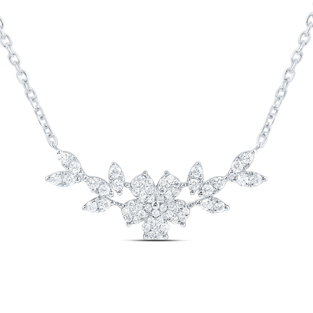 3/8CTW-NAT DIA ANA M FASHION FLOWER NECKLACE (18 INCH) Daisy Joyeria