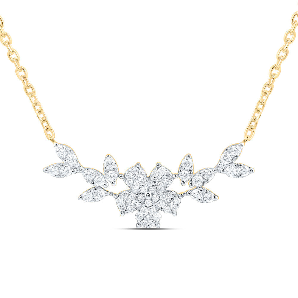 3/8CTW-NAT DIA ANA M FASHION FLOWER NECKLACE (18 INCH) Daisy Joyeria