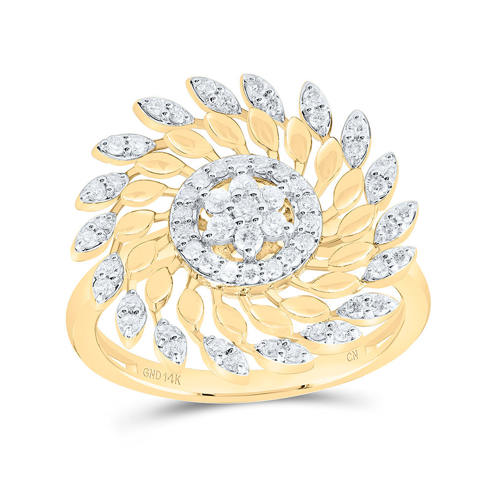 3/8CTW-NAT DIA CN FASHION FLOWER RING Daisy Joyeria