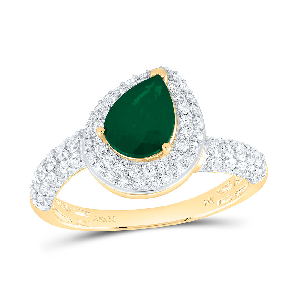 5/8CTW-NAT DIA ANA M 8X6MM-PS-EMERALD NAT GEM PEAR RING Daisy Joyeria