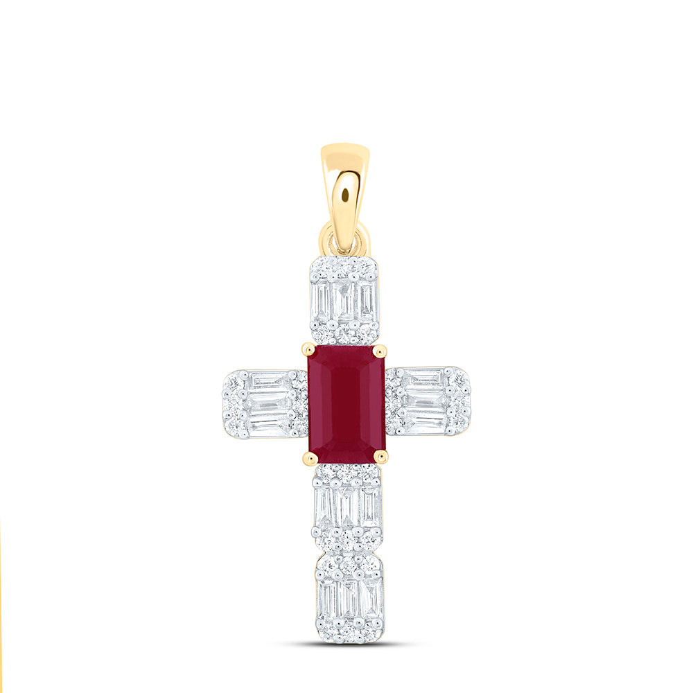 1/3CTW-NAT DIA ANA M 6X4MM-EM-RU NAT GEM CROSS PENDANT Daisy Joyeria