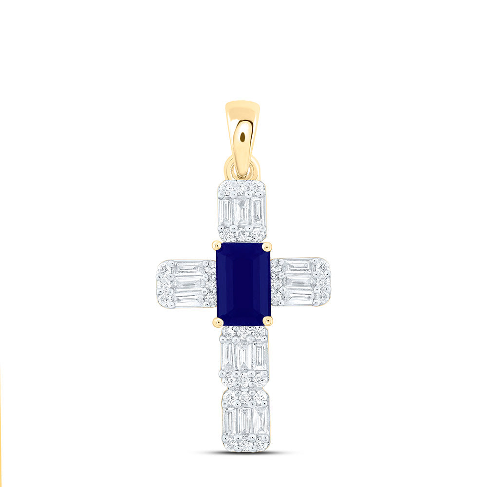 1/3CTW-NAT DIA ANA M 6X4MM-EM-BS NAT GEM CROSS PENDANT Daisy Joyeria