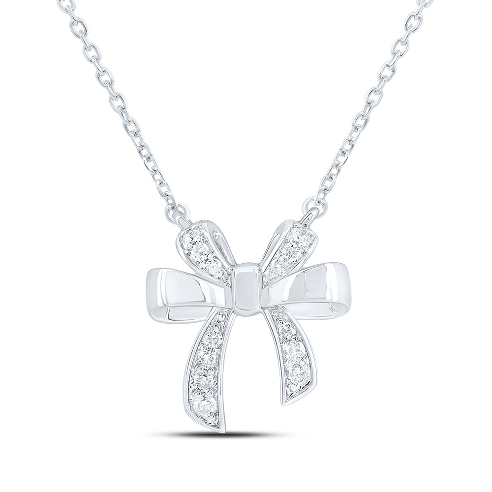 1/6CTW-NAT DIA CN FASHION BOW NECKLACE (18 INCH) Daisy Joyeria