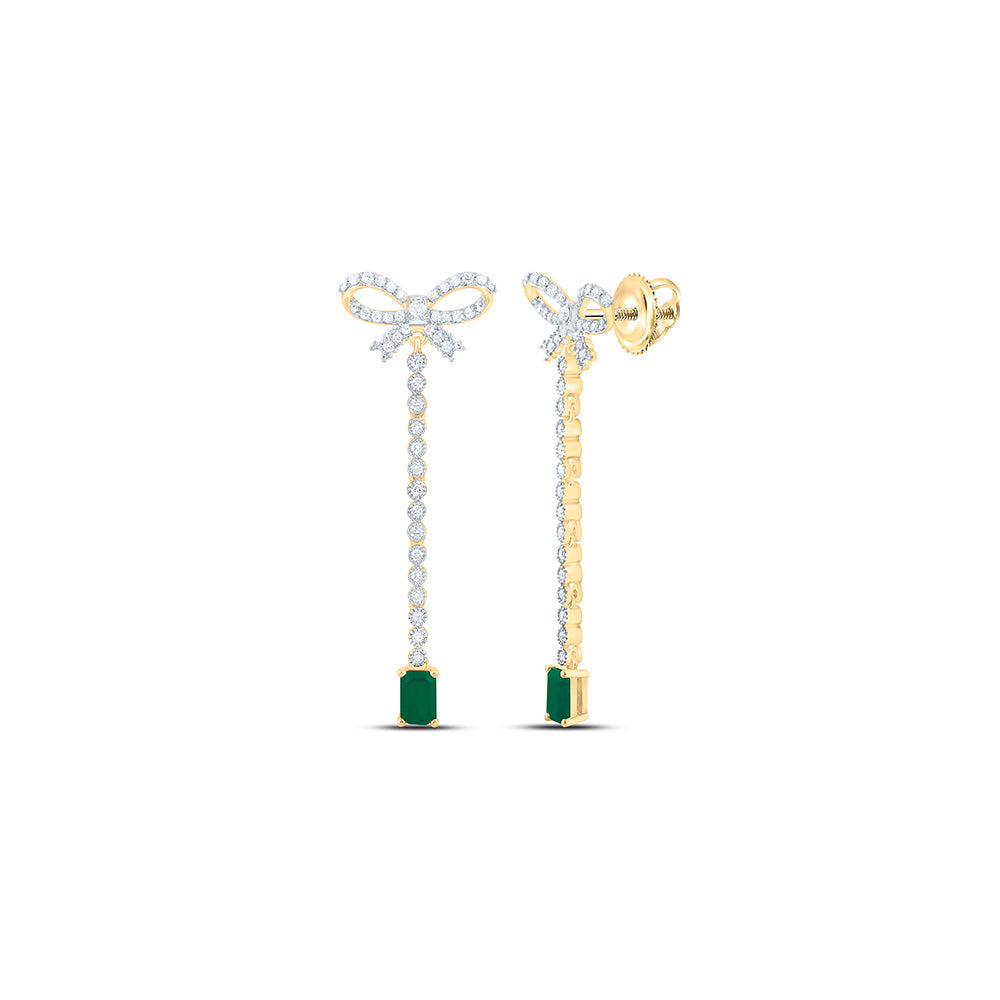 3/4CTW-NAT DIA ANA M 6X4MM EM-EM NAT GEM BOW DANGLING EARRING Daisy Joyeria