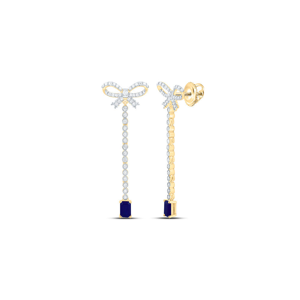 3/4CTW-NAT DIA ANA M 6X4MM EM-BS NAT GEM BOW DANGLING EARRING Daisy Joyeria
