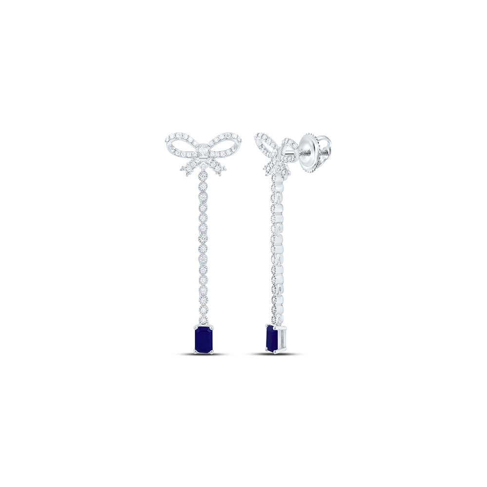 3/4CTW-NAT DIA ANA M 6X4MM EM-BS NAT GEM BOW DANGLING EARRING Daisy Joyeria