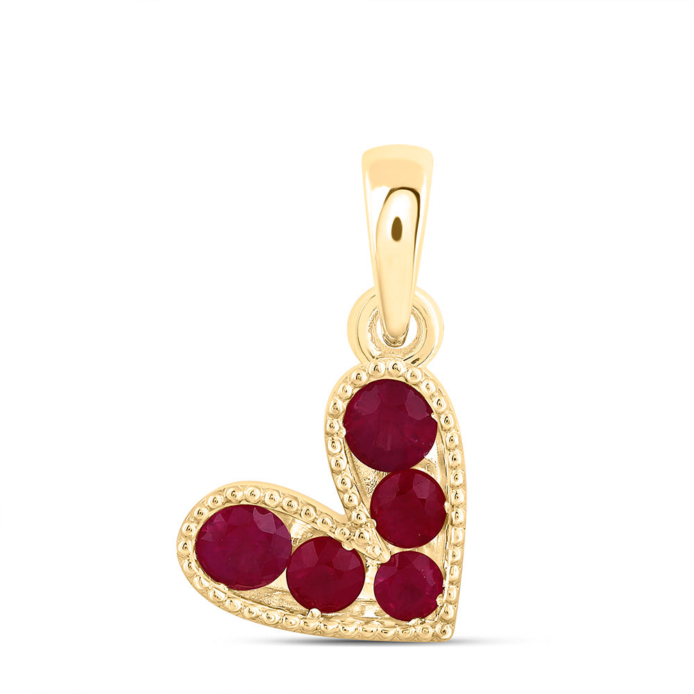 1/3CTW-RD-RU NAT GEM HEART PENDANT Daisy Joyeria