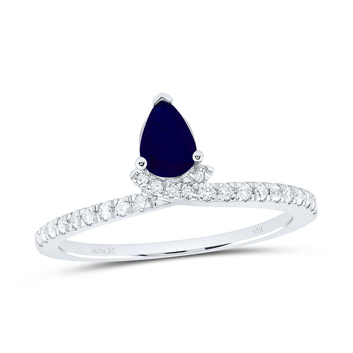 1/6CTW-NAT DIA ANA M 6X4MM-PS-BS NAT GEM PEAR RING Daisy Joyeria