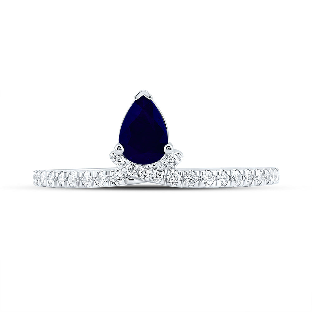 1/6CTW-NAT DIA ANA M 6X4MM-PS-BS NAT GEM PEAR RING Daisy Joyeria