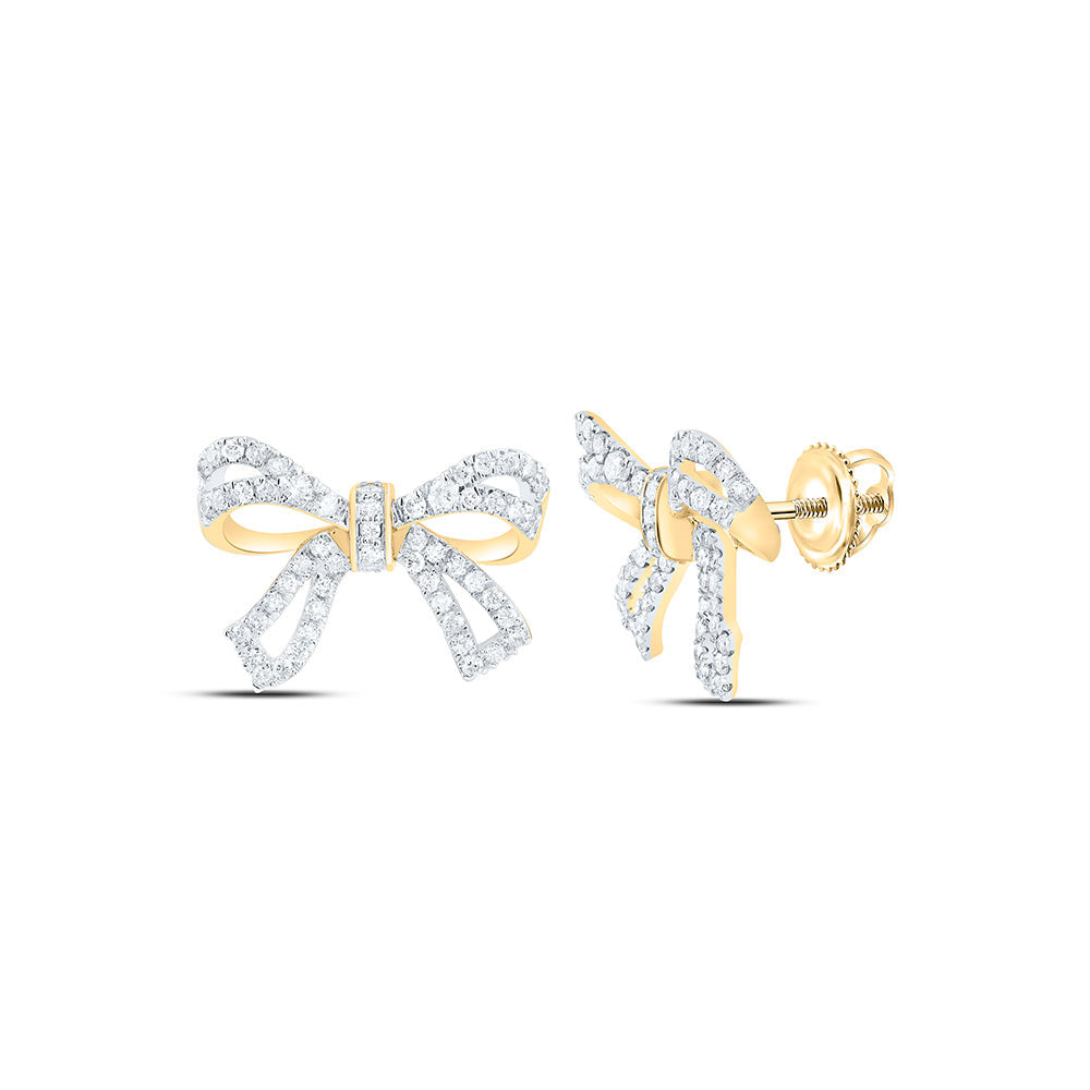 5/8CTW-NAT DIA CN FASHION BOW EARRING Daisy Joyeria