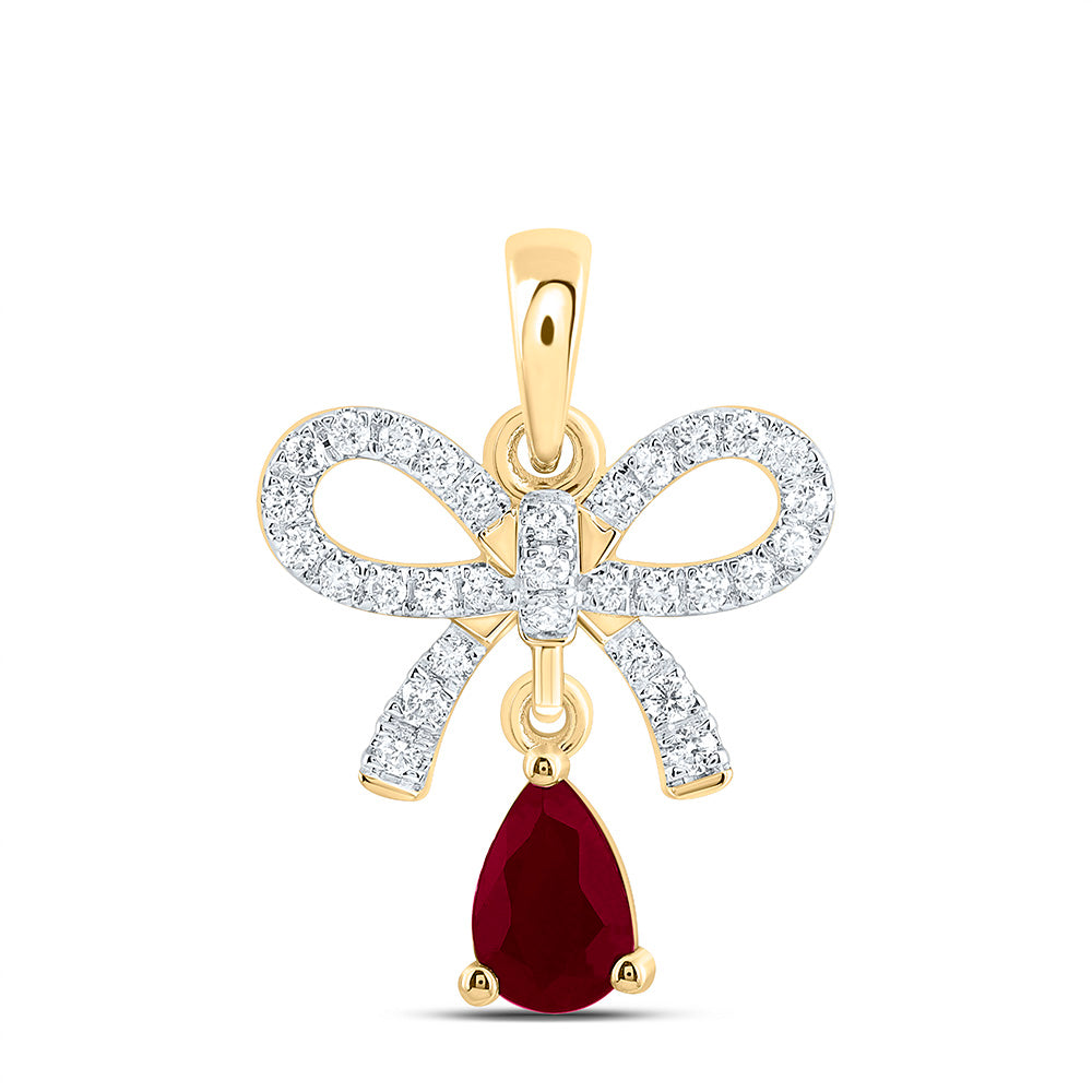 1/6CTW-NAT DIA ANA M 6X4MM-PS-RU NAT GEM BOW  PENDANT Daisy Joyeria