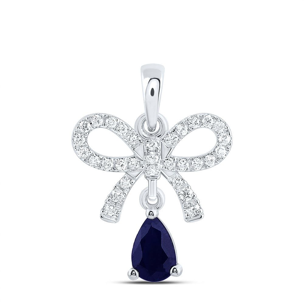 1/6CTW-NAT DIA ANA M 6X4MM-PS-BS NAT GEM BOW  PENDANT Daisy Joyeria